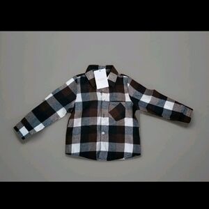Sangtree Boys Plaid Long Sleeve Button Down Flannel Shirt 2T =(Tag 90) NWT